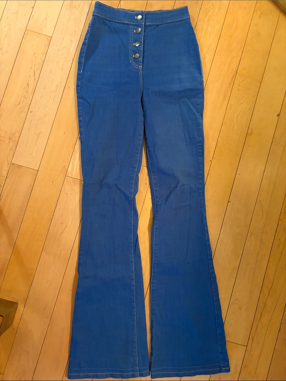 American Apparel Blue High-Waist Flare Jeans
